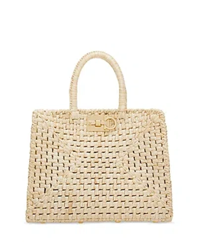 Ferragamo The Studio Raffia Basket Top-handle Bag In Raffia/mascarpone