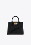 Ferragamo Studio Box Leather Shoulder Bag In Black