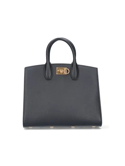 Ferragamo Studio Box M' Handbag – Black
