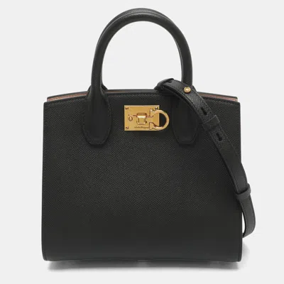 Pre-owned Ferragamo Studio Box Mini Black Leather Tote