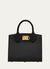 Ferragamo Studio Box Mini Leather Top-handle Bag In Nero