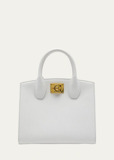Ferragamo Studio Box Bag Mini In Optic White