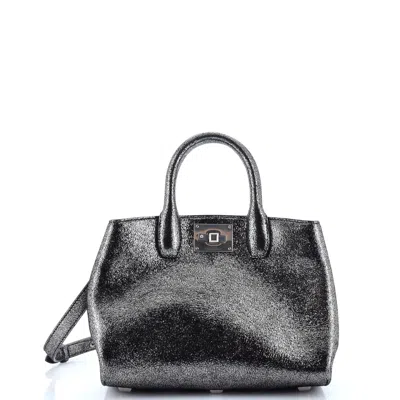 Ferragamo Studio Box Satchel Glitter Leather Small In Multi