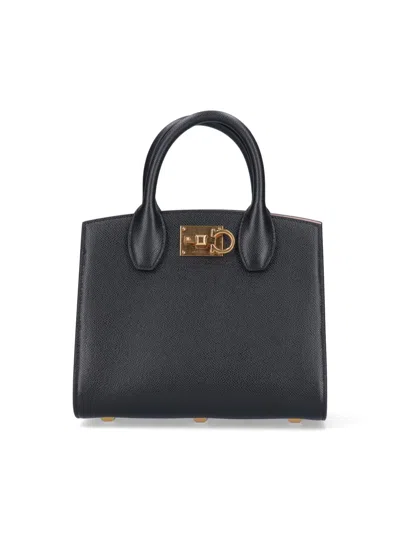 Ferragamo Studio Box Top Handle Bag In Black