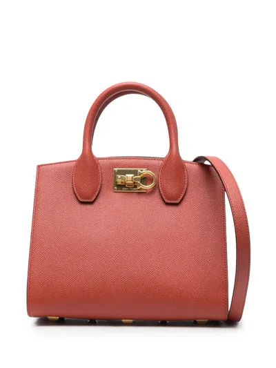 Ferragamo Studio Box Tote Bag In Braun