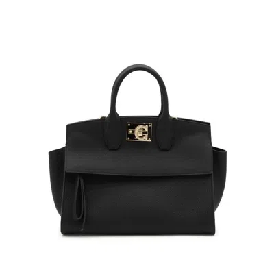 Ferragamo Studio Gancini Tote Bag In Black