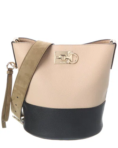 Ferragamo Studio Leather Bucket Bag In Brown