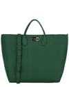 Ferragamo The Studio Large Leather Tote In Green