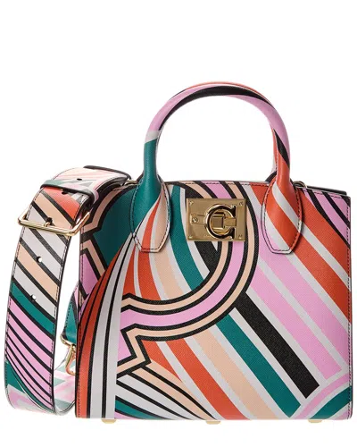 Ferragamo Studio Leather Tote In White