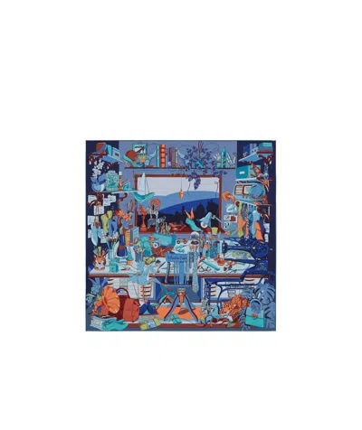 Ferragamo Studio Print Silk Foulard In Transparent