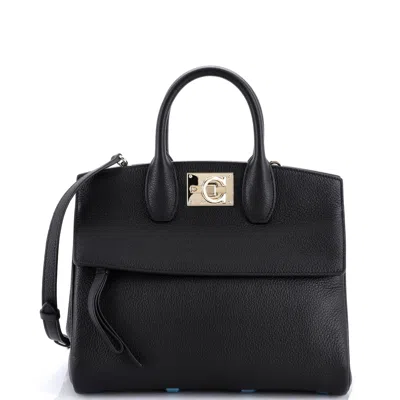 Ferragamo Studio Satchel Leather Medium In Black