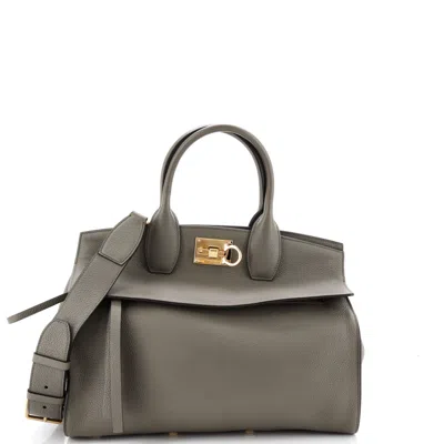 Ferragamo Studio Satchel Leather Medium In Green