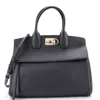 Ferragamo Studio Satchel Leather Medium In Grey