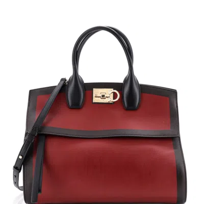 Ferragamo Studio Satchel Leather Medium In Burgundy