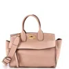 Ferragamo Studio Satchel Leather Medium In Neutral