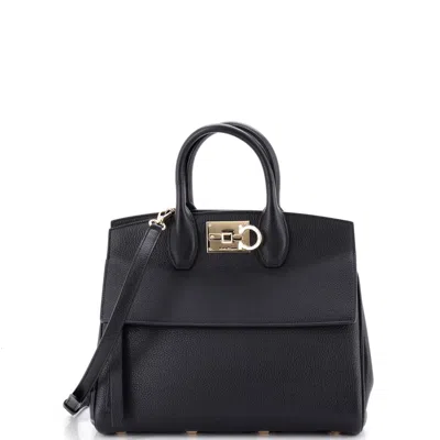 Ferragamo Studio Satchel Leather Small In Black