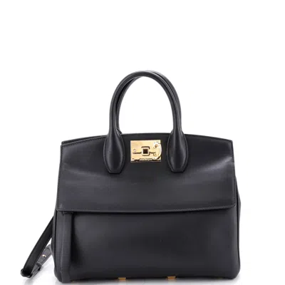 Ferragamo Studio Satchel Leather Small In Black