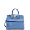 Ferragamo Studio Satchel Leather Small In Blue