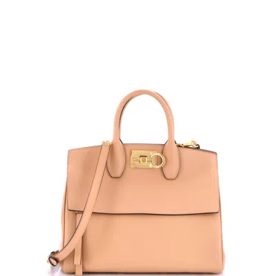 Ferragamo Studio Satchel Leather Small In Sand