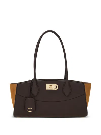 Ferragamo Studio Soft Bag East West (m) In Brown