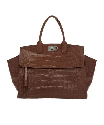 Ferragamo Studio Soft Bag (xl) In Brown