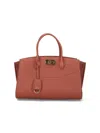 Ferragamo Structured Shoulder Bag Detachable Strap In Brown