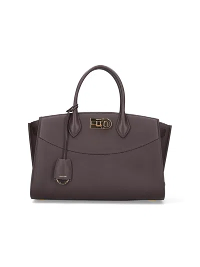 Ferragamo Studio Soft Large Bag In Brown