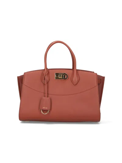 Ferragamo 'studio Soft' Large Bag In Brown