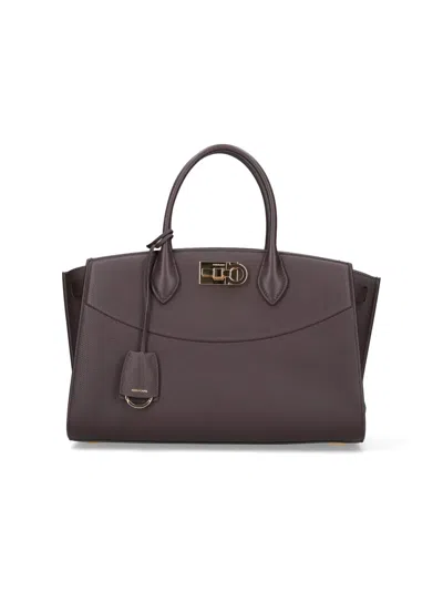 Ferragamo 'studio Soft' Large Bag In Brown