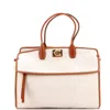 Ferragamo Studio Soft Satchel Canvas Large In Sand