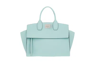 Pre-owned Ferragamo Studio Soft Shoulder Bag Light Blue