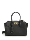 Ferragamo Studio Soft Top Handle Small Handbags Black In Black