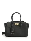 Ferragamo Studio Soft Top Handle Small Handbags Black In Black