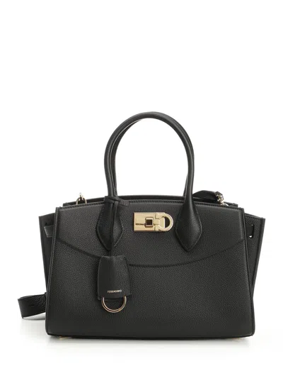 Ferragamo Studio Soft Top Handle Small Handbags Black