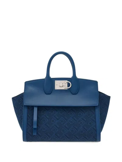 Ferragamo Studio Soft Tote Bag In Blue