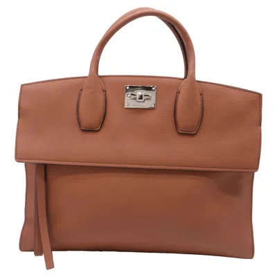 Ferragamo Studio Tote Bag In Brown Calf Leather