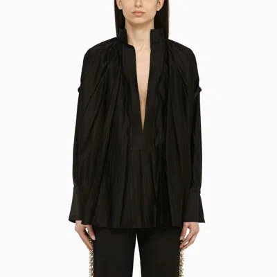 Ferragamo Stylish Black Kaftan Shirt For Women, Ss24