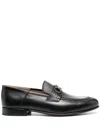 FERRAGAMO STYLISH BLACK LEATHER LOAFERS WITH GANCINI HOOK BUCKLE FOR WOMEN