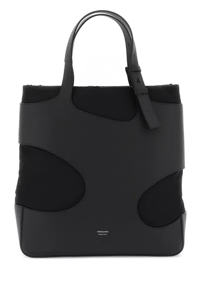 Ferragamo Stylish Black Leather Tote Bag For Men