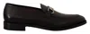 Ferragamo Black Gancini Loafers In Black