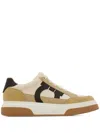 Ferragamo Beige Low Top Gancini Ornament Sneakers
