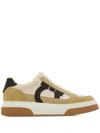 Ferragamo Beige Low Top Gancini Ornament Sneakers In Nude & Neutrals