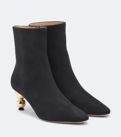 Ferragamo Suede Ankle Boots In Black