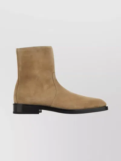 FERRAGAMO SUEDE ANKLE BOOTS BLOCK HEEL
