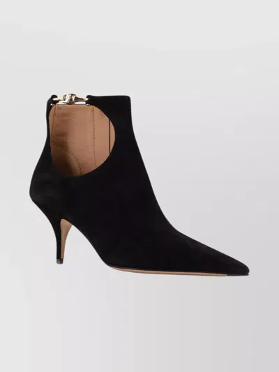 Ferragamo Suede Ankle Boots Stiletto Heel In Black