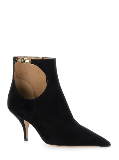 Ferragamo Suede Ankle Boots With Cut-out Detail And Stiletto Heel In Multi