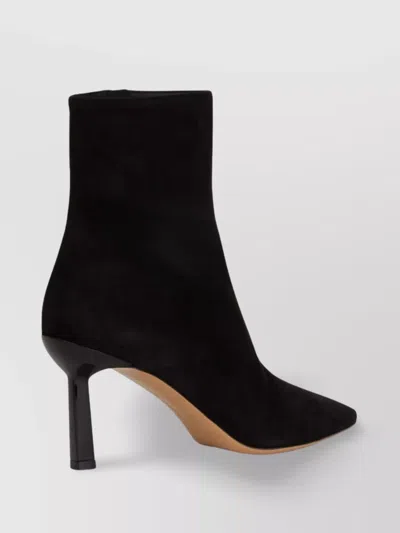 FERRAGAMO SUEDE ANKLE GEOMETRIC HEEL BOOT