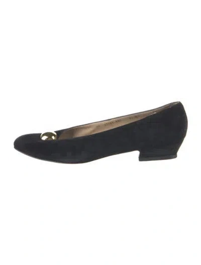 Pre-owned Ferragamo Suede Ballet Flats In Blue