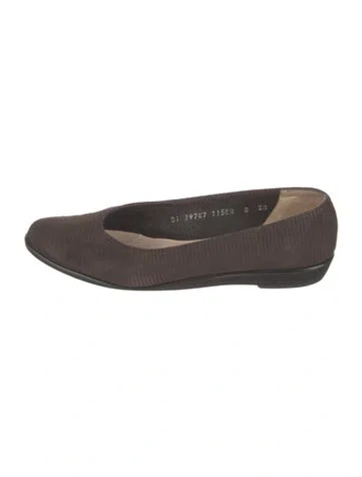 Pre-owned Ferragamo Suede Ballet Flats In Brown