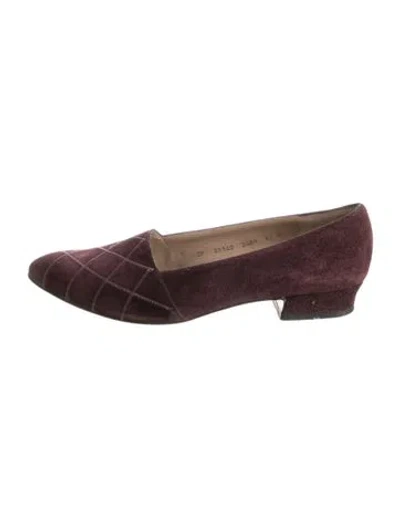 Pre-owned Ferragamo Suede Ballet Flats In Burgundy